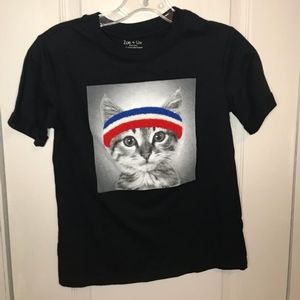 Zoe + Liv Workout Cat in Headband Graphic t-shirt